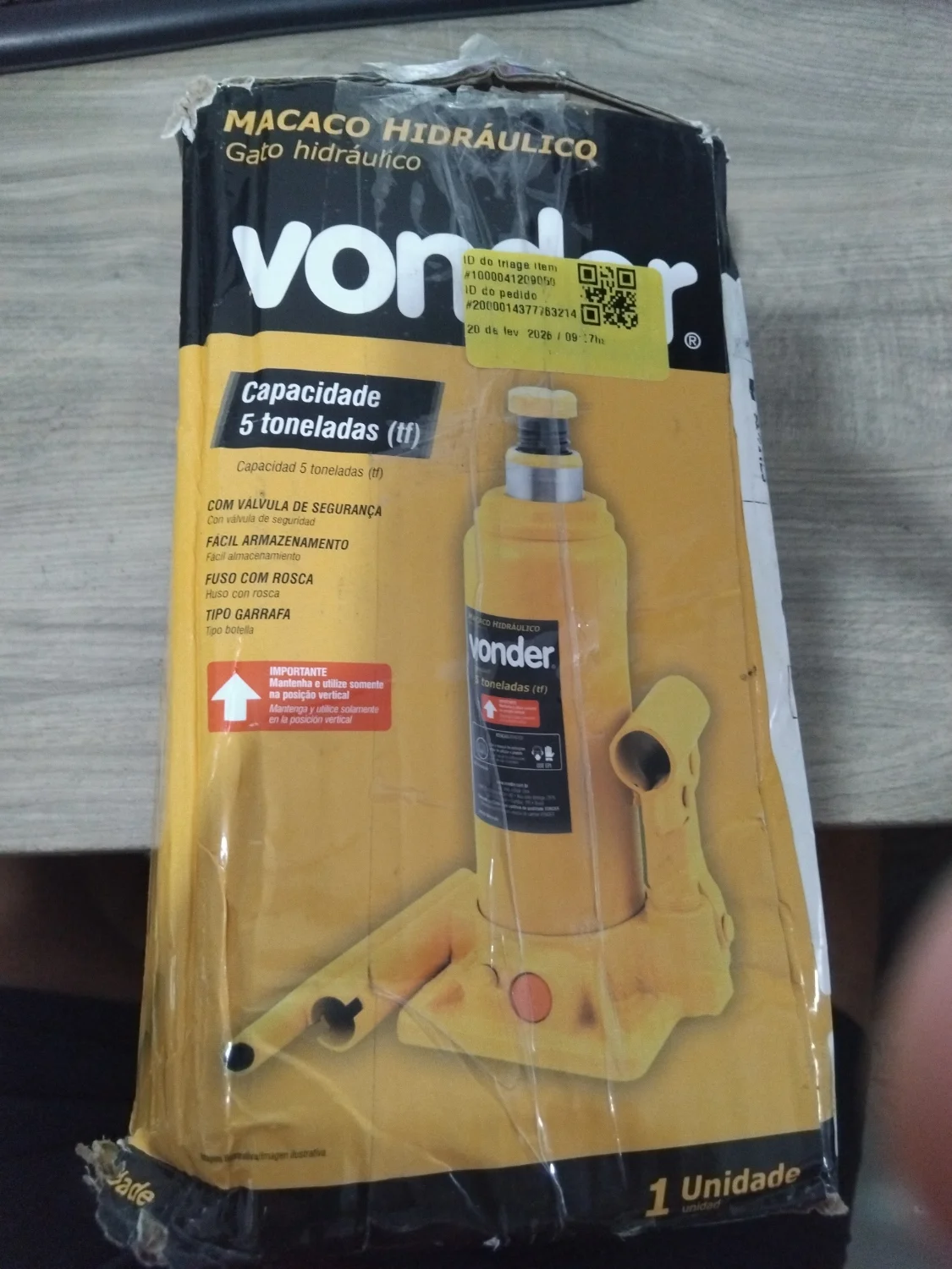 Macaco Hidráulico Tipo Garrafa 5 Toneladas Vonder